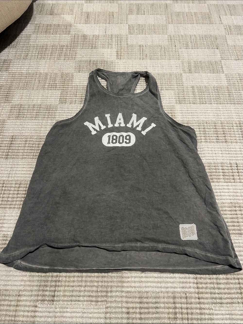 Original Retro Brand Gray Miami Graphic Racerback Tank